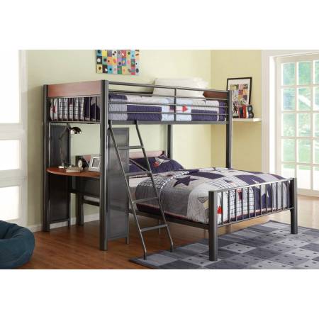Division Twin Loft Bed and Shelf - Light Graphite